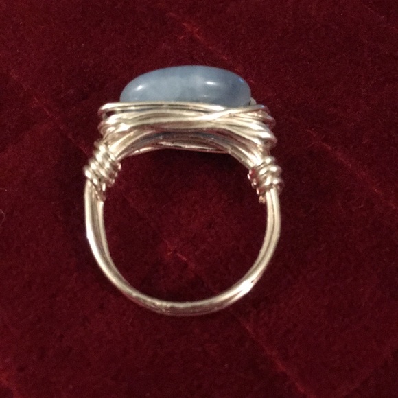 Blue Jade silver plated wire wrapped ring.💍 - Picture 3 of 8